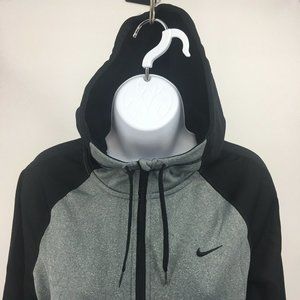 Nike Therma-Fit Training Hoodie Swoosh Gray Black Zip Front Women's Sz S